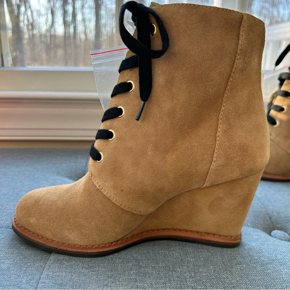 Kate Spade New York Saundra Suede Honey Wedged Boots - Picture 4 of 11